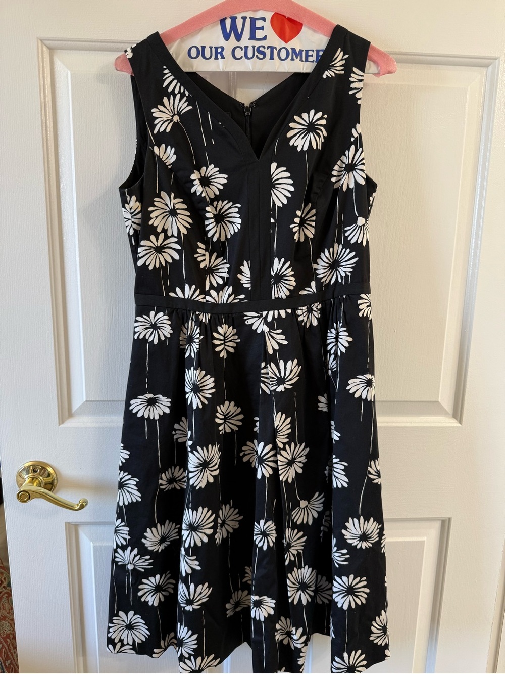 Talbots black & White Floral Sleeveless Fit-and-Flare Dress